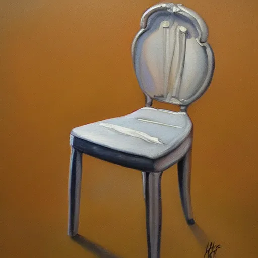 Prompt: a realistic painting of a chair on a hill highly detailed trending on art station