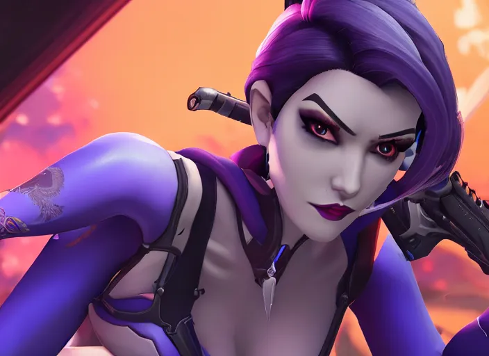 Image similar to widowmaker, overwatch, 4 k, screenshot, high detailed