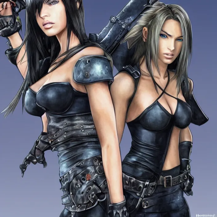 Image similar to megan fox in the style of final fantasy 7