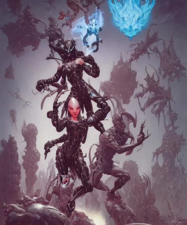 Prompt: beautiful evil fantasy baby superheroes, ultra realistic, wide angle, intricate details, the fifth element artifacts, highly detailed by peter mohrbacher, hajime sorayama, wayne barlowe, boris vallejo, aaron horkey, gaston bussiere, craig mullins