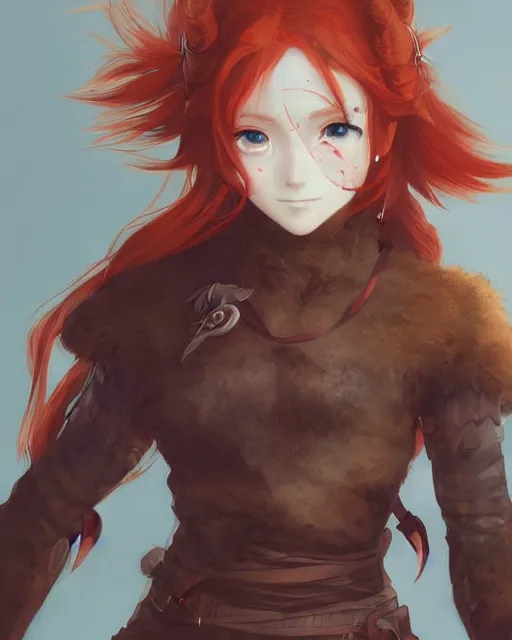 Image similar to An anime portrait of Ssunbiki as a ginger huntress with freckles from Skyrim, by Stanley Artgerm Lau, WLOP, Rossdraws, James Jean, Andrei Riabovitchev, Marc Simonetti, and Sakimichan, tranding on artstation, ultra realistic