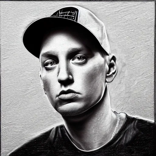 Image similar to a selfie of eminem by jason de graaf, pedro campos and denis peterson. intricate, detailed, complex, fractal, hd, 4 k, realism, hyperrealistic painting, appgamekit, art of illusion, artrift, cryengine, finalrender, rendered in blender, shadow depth, sketchfab, sketchlab, substance designer, vray, unreal engine