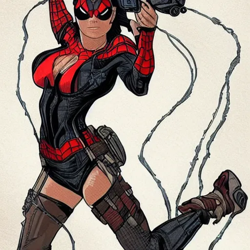 Image similar to Lara croft as spiderwoman, intricate, highly detailed