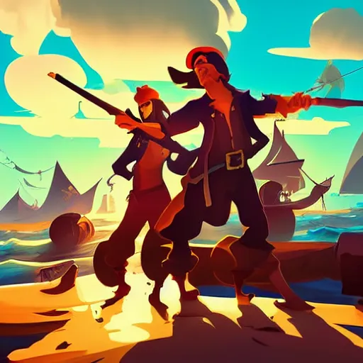 Image similar to painting treasure on sea of thieves game smooth median photoshop filter cutout vector, behance hd by jesper ejsing, by rhads, makoto shinkai and lois van baarle, ilya kuvshinov, rossdraws global illumination