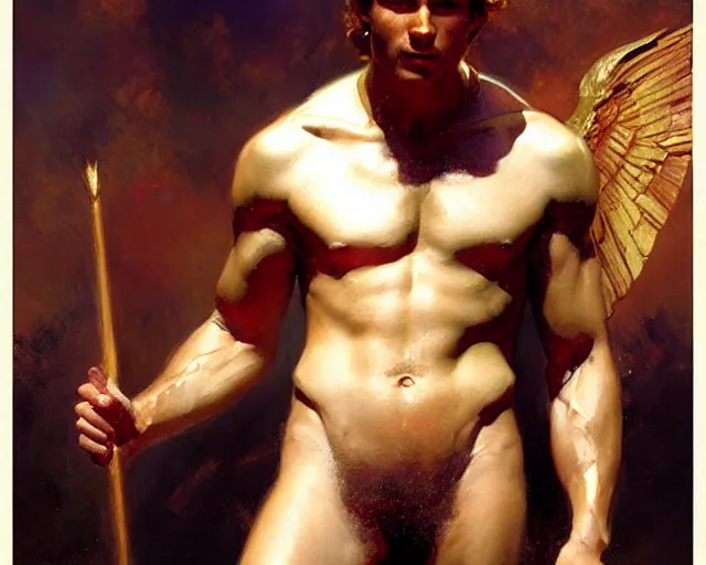 Image similar to attractive apollo greek god. highly detailed painting by gaston bussiere, craig mullins, j. c. leyendecker 8 k