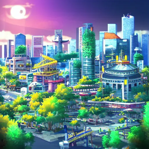 Image similar to “ tokyo in the style of digimon world background render ”