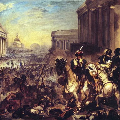 Image similar to Eugène Delacroix painting of Jan 6 Capitol riots, united states