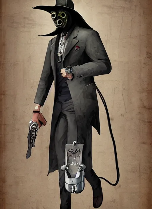 Prompt: gta 5 style box art, detailed handsome cowboy plague doctor wearing full detailed clothing