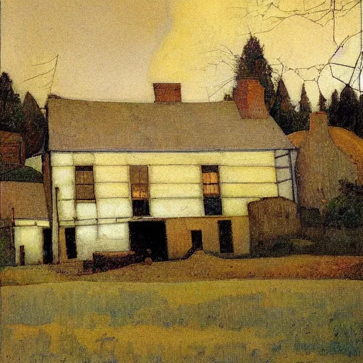 Prompt: a farmhouse by n c wyeth