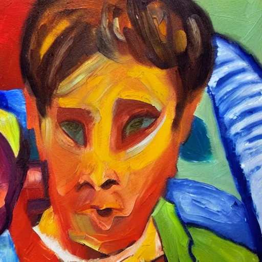 Image similar to an expressionist oil painting depicting ADHD struggles