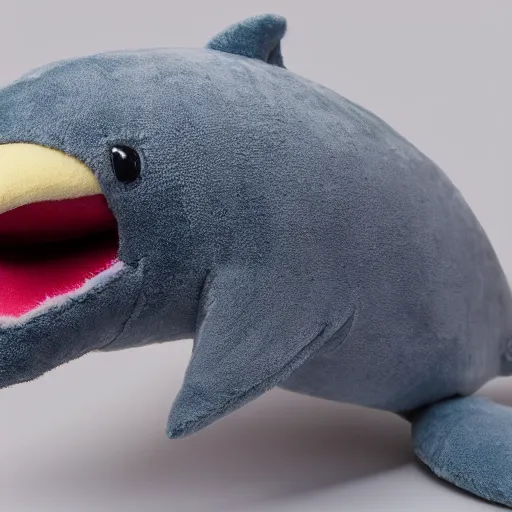 Image similar to A happy dolphin, plush doll, 8k