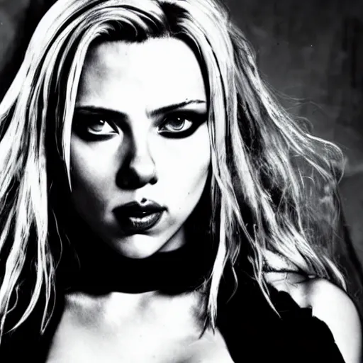 Prompt: scarlett johansson modeling as misa amane from death note, photograph
