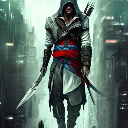 Prompt: cyberpunk Assassin's Creed by Ross Tran, highly detailed digital art