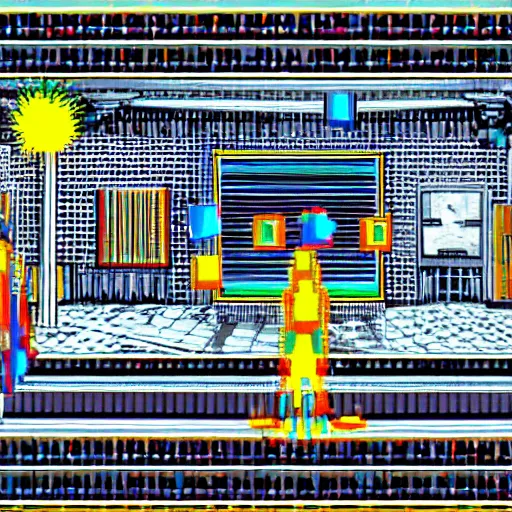 Image similar to virtual art museum in a 9 0 s video game, wacky mid 9 0's operating system, net art, ps 1 graphics, ps 2 screenshot, 3 d render, liminal space, hd, intricate, detailed