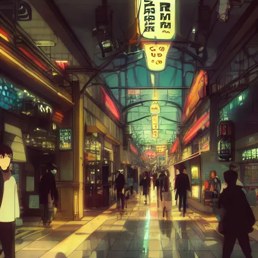 Prompt: The Arcade in Shinjuku, Anime concept art by Makoto Shinkai