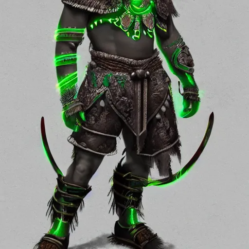 Image similar to maya warrior in a ornated armor preparing for war, full body, dynamic pose, green and gray neon, concept art, intricate details, highly professionally detailed, cgsociety, highly detailed -