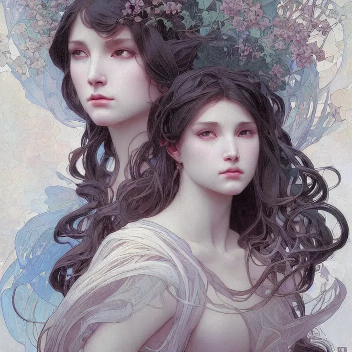 Prompt: A portrait of A beautiful! angel by Ross Tran!!! and alphonse mucha and greg rutkowski! and gustav doré! and Zdzisław Beksiński!,In style of digital art illustration.Symmetry.Highly detailed face.Fantasy,smooth,hyper detailed,sharp focus,Soft light.trending on artstation.4k