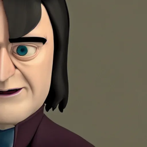 Prompt: movie frame still of snape from harry potter in the style of pixar 3 d animation, disney 3 d animation