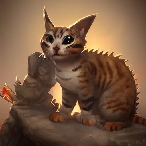Prompt: cute cat dragon by Artstation, unreal engine