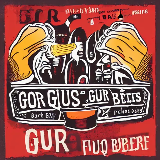 Image similar to album art cover of four guys barbecue and drinking beer