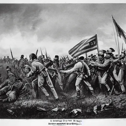 Image similar to minions fighting for the union in the civil war, photograph, battle of gettysburg, 1 8 6 3, high quality, high resolution