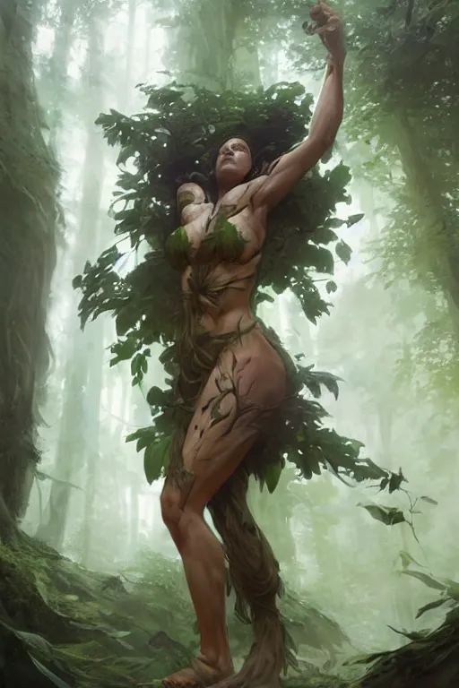 Image similar to goddess of the forest, accurate anatomy, only two hands, highly detailed, digital painting, artstation, concept art, smooth, sharp focus, illustration, unreal engine 5, 8 k, art by artgerm and greg rutkowski and edgar maxence