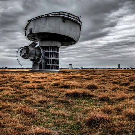 Prompt: abandoned cold war radar installation, 1 9 9 0 photo, 4 k, 8 k, hdr, art station