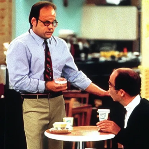 Image similar to “George Costanza complaining to the waitress about the temperature of his coffee”