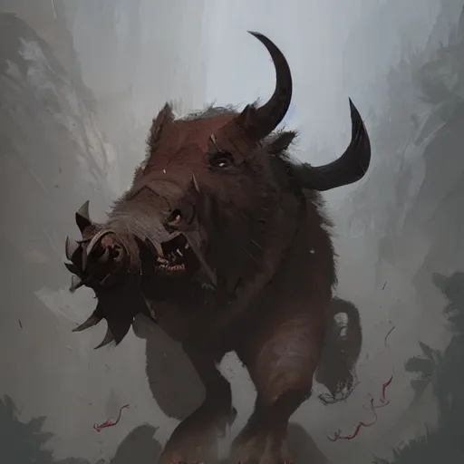 Image similar to 🐗, digital Art, artstation, Greg rutkowski, Trending artstation,