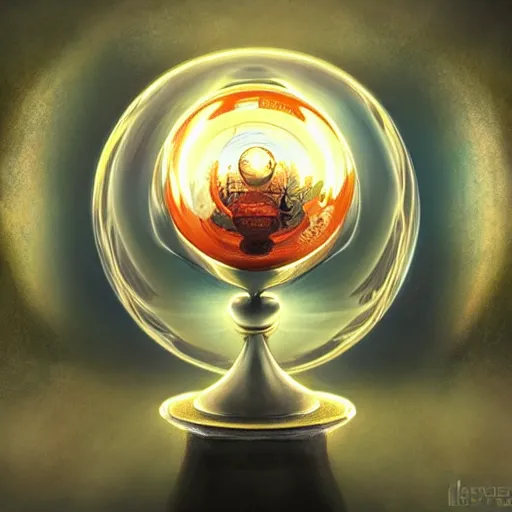 Prompt: crystal ball on a stand with a beautiful dreamscape inside, studio product photography, super highly detailed, professional digital painting, artstation, concept art, smooth, sharp focus, extreme illustration, unreal engine 5, photorealism, beautiful, cinematic, art by artgerm and rutkowski and alphonse mucha and loish and wlop