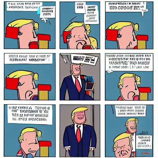Image similar to donald trump in a comic by chris ware