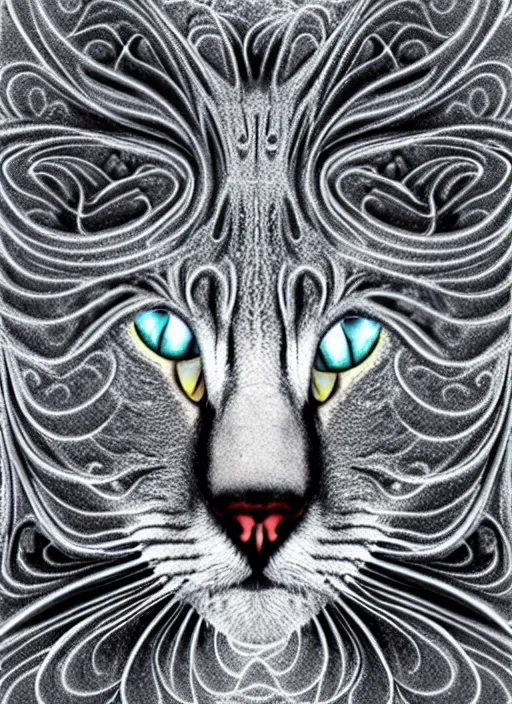 Image similar to a silver fractal cat