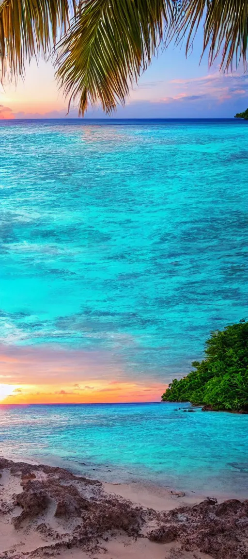 Image similar to bahamas, koh phiphi costa rica, crystal clear blue water, white sandy beach, 8 k wallpaper, stunning photography, beautiful sunset, warm, dslr