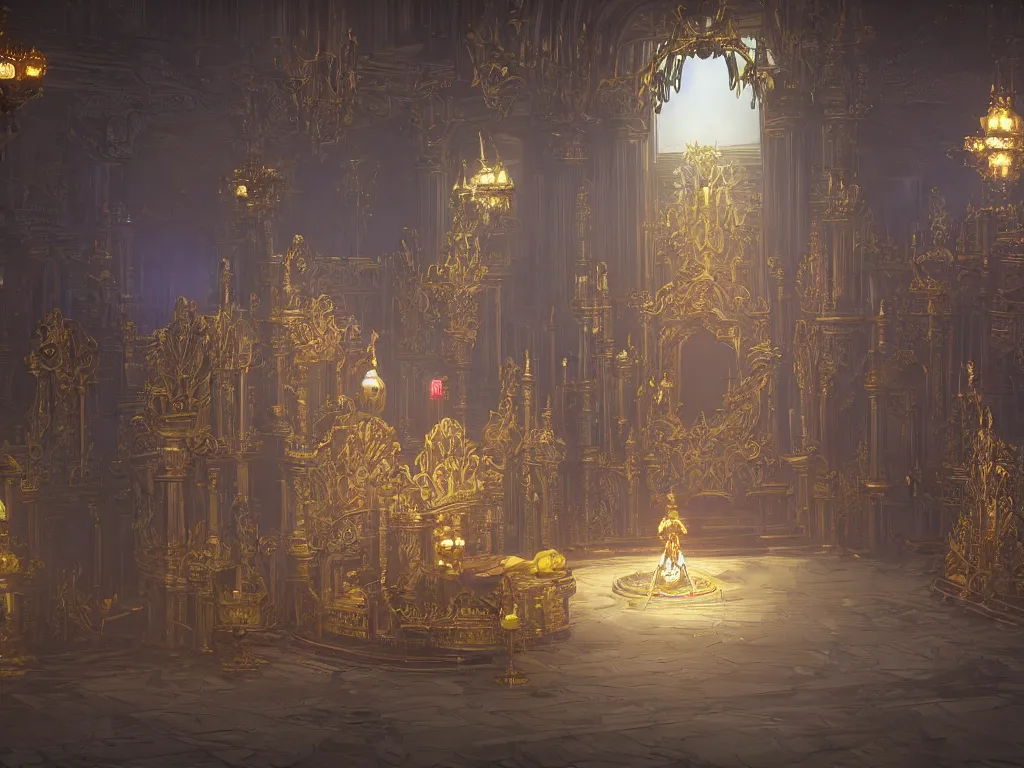 Prompt: scene of throne room where a computer mouse becomes the king of ordinary mice and puts on the crown, highly detailed, sharp focus, cinematic lighting, unreal engine 5, neon version of style jim burns