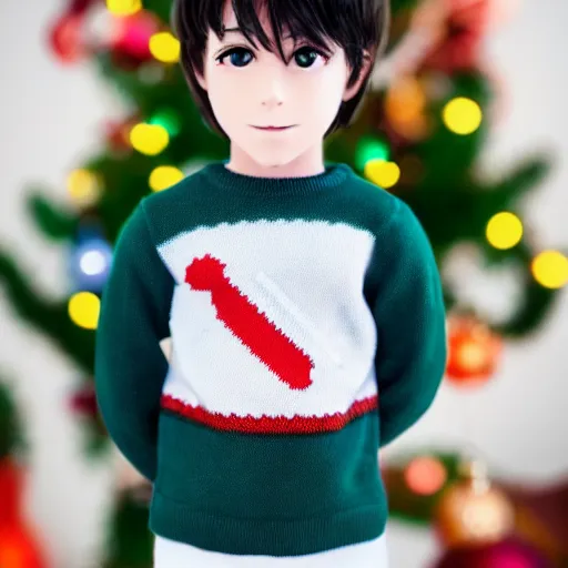Prompt: anime boy wearing a christmas jumper highly detailed, smooth, sharp focus