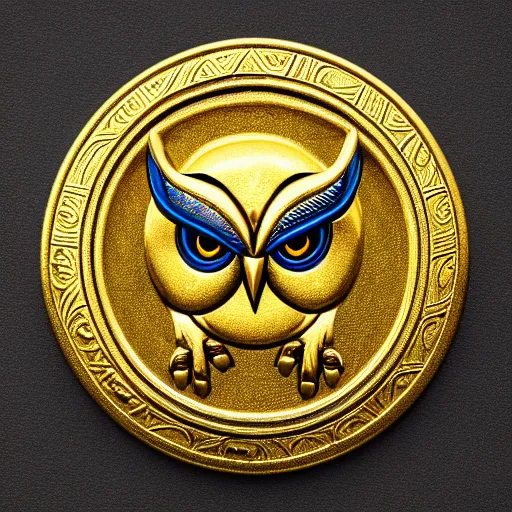 Image similar to owl symbol, worship like a god, egyptian, greece history, olympian god style, gold 2 4 k, uhd, hd, 8 k, history, god symbol, clean image, detailed