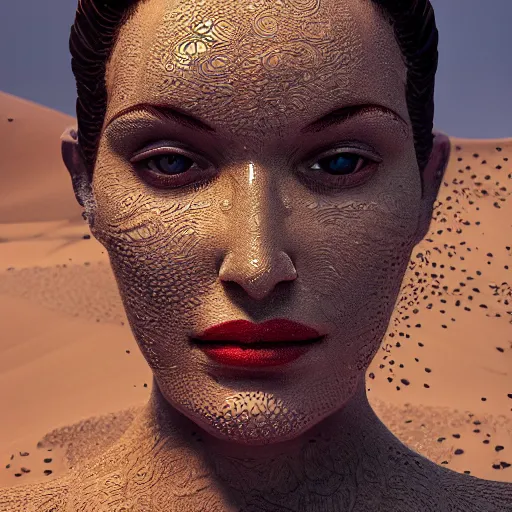 Image similar to queen of sand, 4 k, intricate, jaw dropping, gorgeous, surreal, octane render
