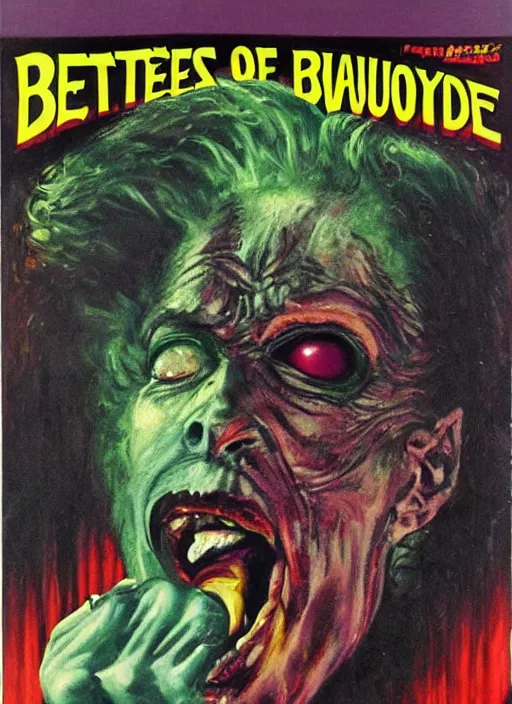 Image similar to portrait of beetlejuice ( 1 9 8 8 ) on the cover of famous monsters of filmland, painted by basil gogos, les edwards, highly detailed