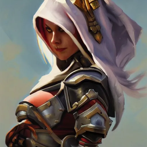 Image similar to greg manchess portrait painting of sylvanas as overwatch character, medium shot, asymmetrical, profile picture, organic painting, sunny day, matte painting, bold shapes, hard edges, street art, trending on artstation, by huang guangjian and gil elvgren and sachin teng