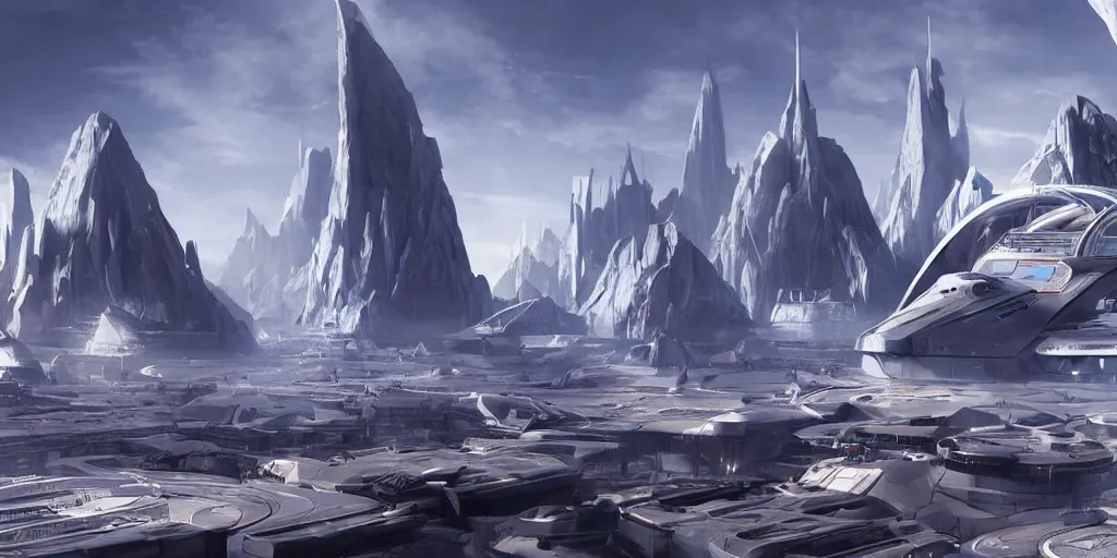 Image similar to Futuristic Civilization on an exo planet, detailed, realistic, cinematic