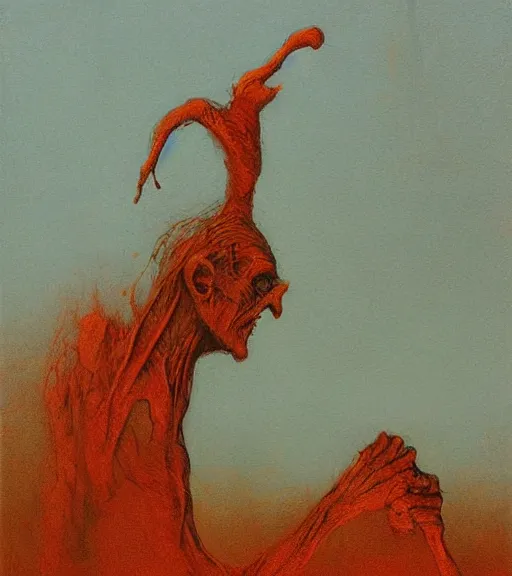 Image similar to creature, doom, zdislav beksinski, concept art, strokes, silhouette