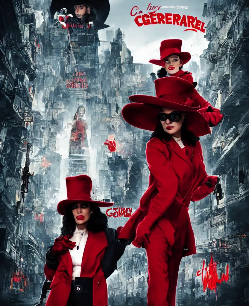 Prompt: gritty grimdark reboot of carmen sandiego, movie poster