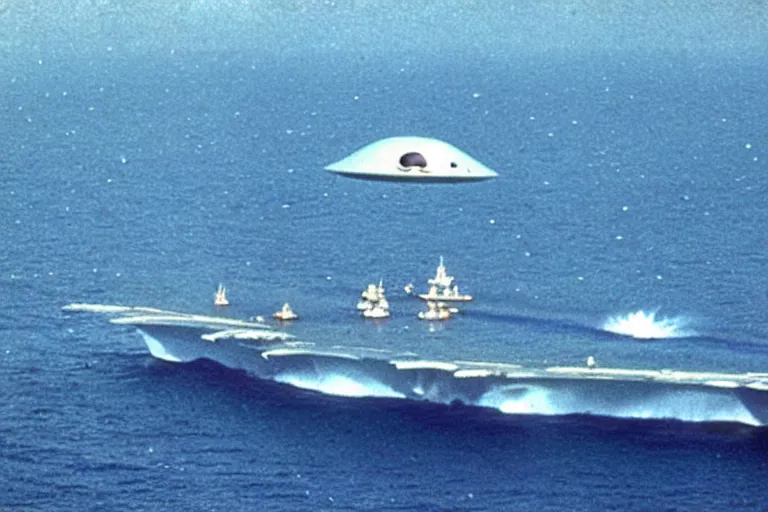 Image similar to tictac shaped ufo flying out of the ocean, uss nimitz tictac ufo incident by studio ghibli, middle of the ocean, tic tac ufo, warship