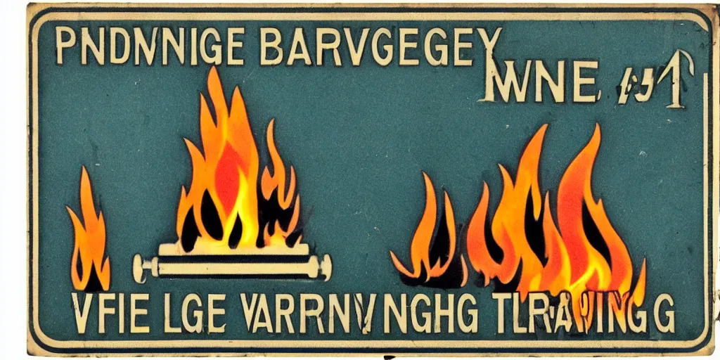 Image similar to vintage fire warning label