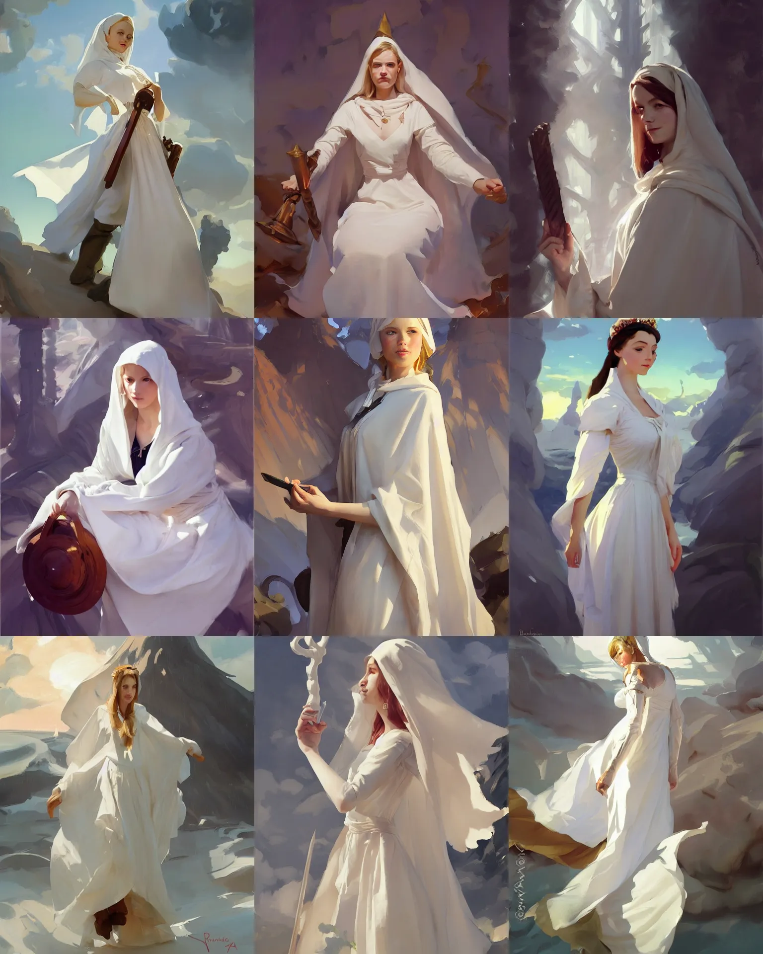 Image similar to white cloth fabric scandinavian princess, northern, greg manchess painting by sargent and leyendecker, studio ghibli, fantasy, medium shot, asymmetrical, intricate, elegant, matte painting, illustration, hearthstone, by rhads by greg rutkowski, by greg tocchini, by james gilleard, by joe fenton