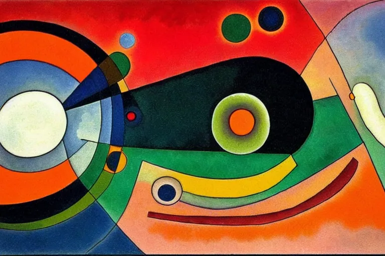 Image similar to born under a bad sign, good luck and trouble are my only friends, colors orange, white!!, dark green, dark blue, surreal abstract painting by kandinsky