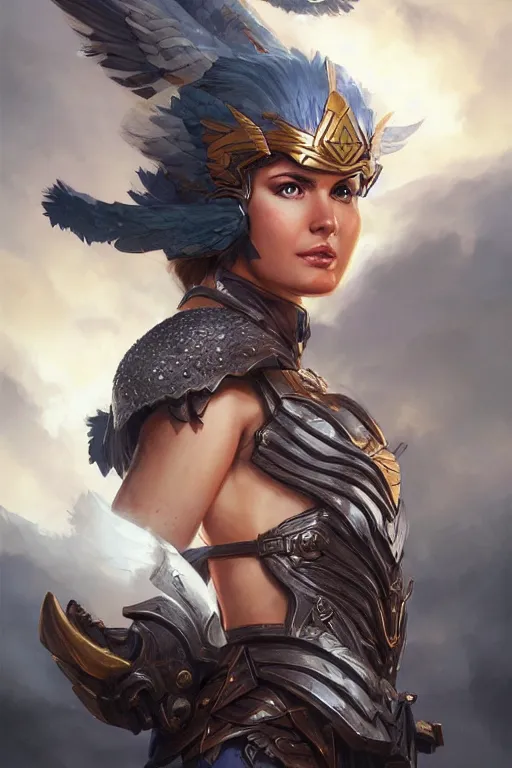 Image similar to amazon valkyrie athena, d & d, fantasy, portrait, highly detailed, headshot, digital painting, trending on artstation, concept art, sharp focus, illustration, art by artgerm and greg rutkowski and magali villeneuve