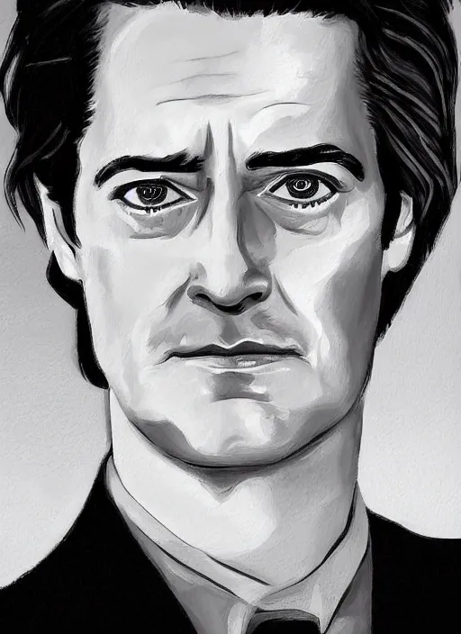 Prompt: portrait of kyle maclachlan as dale cooper by joshua budich