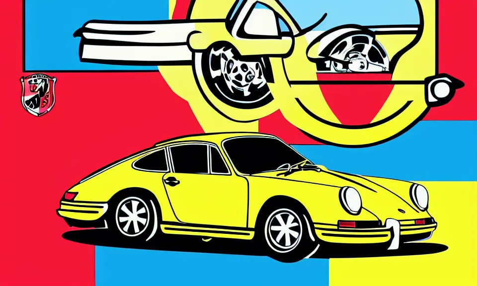 Image similar to pop art illustration of the porsche 9 1 1