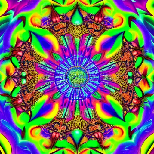 Prompt: psychedelic fractal artwork hight detail fluorescent space buddha mandala thin psilocybin mushrooms very aesthetic epic fantasy masterpiece